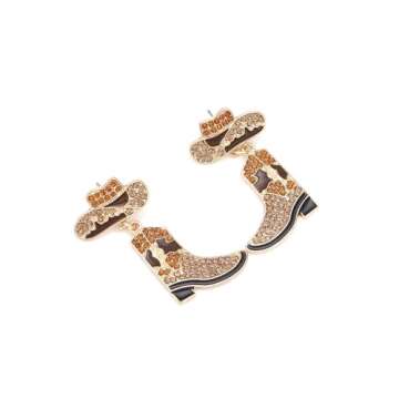 Colorful Rhinestone Western Boots Dangle Drop Earrings for Women Boho Cowgirl Cowboy Enamel Hat Boot...