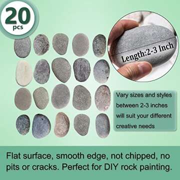 YEAHOME 20PCS Rocks for Painting, 2-3in Natural River Rocks Smooth Unpolished Kindness Stones Kit, F...