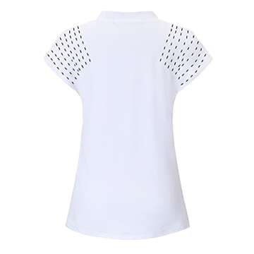 Felisou Ladies Golf Shirt, Quick Dry Athletic Polo Top - White XL