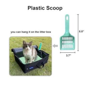 PetLike Travel Cat Litter Box, Leak-Proof Portable Litter Box, Collapsible Toilet Tray Carrier for Small Medium Cats (Medium, Aqua Set)