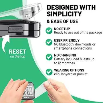 NESKLA 3D Pedometer for Walking, Simple Step Counter with Large Digital Display, Step Tracker with Removable Clip Lanyard, Accurately Track Steps for Men Women Kids Adults Seniors