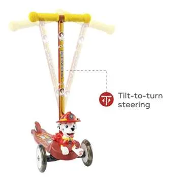 Paw Patrol Marshall Kick Scooter for Kids, Self-Balancing 3 Wheeled Light Up Scooter with Extra Wide Anti-Slip Deck, Rear Brake, for Ages 3 and up, 75 LB Limit