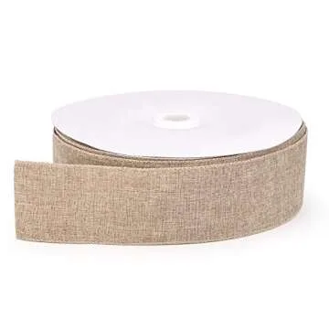 iPEGTOP Linen Wired Edge Burlap Ribbon - 2-1/2 Inch x 50 Yards for Arts & Crafts, DIY Projects, and ...