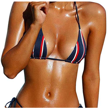 YAUASOPA Women Striped Bikini Comfort Elegance Swimwear