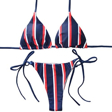 YAUASOPA Women Striped Bikini Comfort Elegance Swimwear