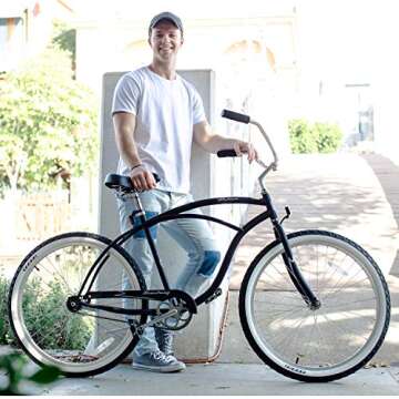 Firmstrong Urban Men's Beach Cruiser Bike, Single Speed Bicycle, 26 Inch Wheels, Matte Black