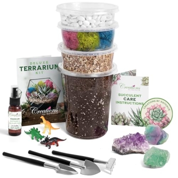 Creations by Nathalie Complete Terrarium Kit - DIY Starter Set with Tools and Premium Materials