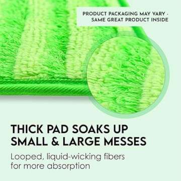 Reusable Floor Mop Pads - Swiffer Wet Jet Compatible Refills 2 Pack - Machine Washable, 12-inch Microfiber Mop Swiffer Wet Pads - Eco-Friendly Household Cleaning Supplies
