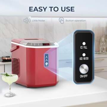 EUHOMY Ice Makers Countertop - 9 Cubes in 6 Mins, 26lbs/Day, Portable Ice Maker with Carry Handle, Self-Cleaning Ice Maker with Ice Scoop & Basket, Compact Ice Maker for Home/Kitchen/Office/RV.(Red)