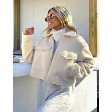 Wyeysyt Women's Wool Bomber Jacket with Pockets: Stylish and Warm Outerwear 2025