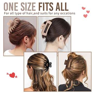 LuSeren Hair Clips for Women 4.3 Inch Large Hair Claw Clips for Women Thin Thick Curly Hair, Big Matte Banana Clips,Strong Hold jaw clips,Neutrals