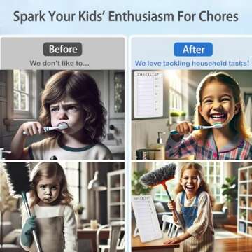 SENWHAL Dry Erase Chore Chart, Standable Whiteboard Checklist Board, Chore Chart for Kids Routine Chart with a Pen (Standable)