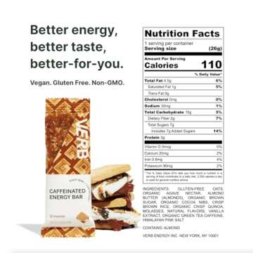 Verb Energy - Variety Pack Caffeinated Snack Bars - 110-Calorie Low Sugar Energy Bar - Nutrition Bar...