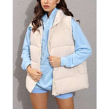 Zhiyouni Women's Oversized Puffer Vest - Stylish Sleeveless Coat for Winter