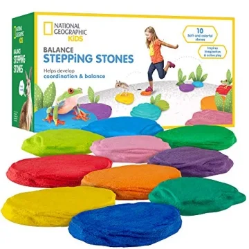 National Geographic Stepping Stones for Kids – 10 Soft, Durable Stones Encourage Toddler Balance &...