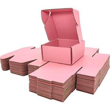 Lmuze Small Pink Shipping Boxes for Small Business Pack of 25-4x4x2 inches Cardboard Corrugated Mail...