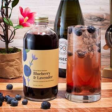 Wood Stove Kitchen - Blueberry & Lavender Mix | Cocktail & Mocktail Mixer - Natural Craft Syrup with Tasty Flavors - Concentrated & Alcohol Free - Aromatic, Honey, 16 oz.