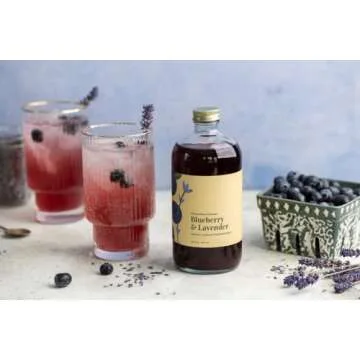 Wood Stove Kitchen - Blueberry & Lavender Mix | Cocktail & Mocktail Mixer - Natural Craft Syrup with Tasty Flavors - Concentrated & Alcohol Free - Aromatic, Honey, 16 oz.