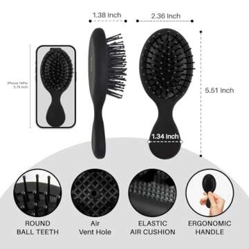 RHOS Mini Hair Brush for Women,Men and Kids-Travel Size Hair Brush for Purse,Pocket,backpack-Small C...