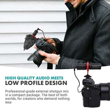 Movo VXR10-PRO External Video Microphone for Osmo Pocket, Camera, Smartphones, with Rycote Lyre Shock Mount - Compact Shotgun Mic and Accessories - Battery-Free DSLR Mic