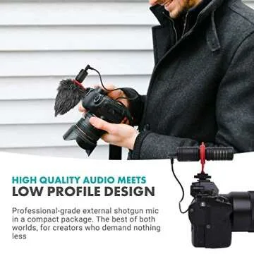 Movo VXR10-PRO External Video Microphone for Osmo Pocket, Camera, Smartphones, with Rycote Lyre Shock Mount - Compact Shotgun Mic and Accessories - Battery-Free DSLR Mic