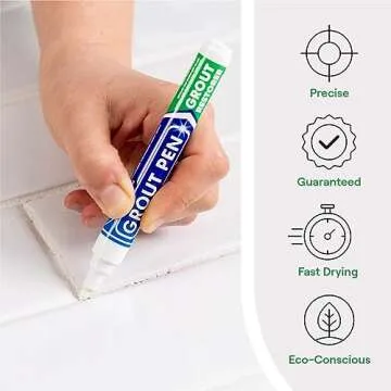 Grout Pen White Tile Paint Marker: Waterproof Grout Paint, Tile Grout Colorant and Sealer Pen - Whit...