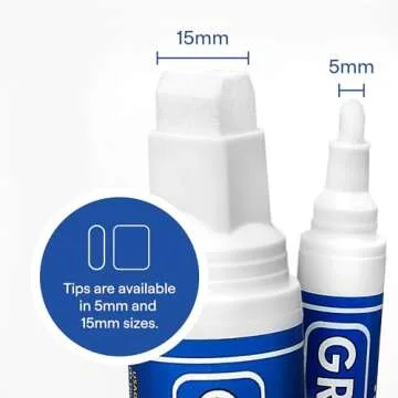 Grout Pen White Tile Paint Marker: Waterproof Grout Paint, Tile Grout Colorant and Sealer Pen - White, Wide 15mm Tip (20mL)