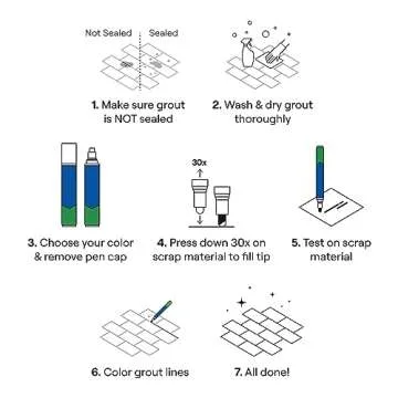 Grout Pen White Tile Paint Marker: Waterproof Grout Paint, Tile Grout Colorant and Sealer Pen - White, Wide 15mm Tip (20mL)