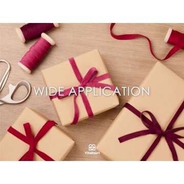 Vitalizart Red Velvet Ribbon Set 3/8" x 15 Yd Burgundy Fabric Trim 3 Rolls * 5 Yd for Christmas Wreath Decoration Handmade Craft Ornaments Gift Wrapping & Bow Making