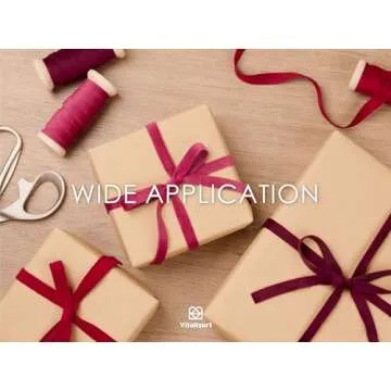 Vitalizart Red Velvet Ribbon Set 3/8" x 15 Yd Burgundy Fabric Trim 3 Rolls * 5 Yd for Christmas Wreath Decoration Handmade Craft Ornaments Gift Wrapping & Bow Making