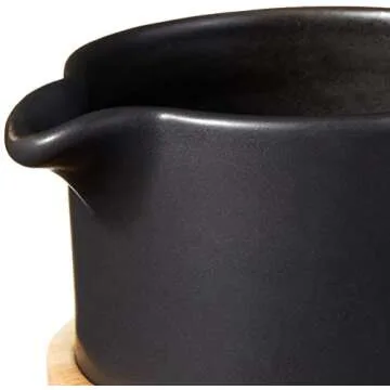 Bloomingville Stoneware Sugar & Creamer on Wood Tray, Black