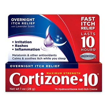 Cortizone 10 Maximum Strength Overnight Itch Relief 1 oz., Lavender Scent, 1% Hydrocortisone Anti-It...