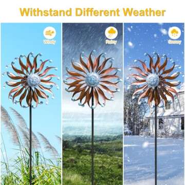 LimeHill Metal Wind Spinner for Garden and Yard - Kinetic Wind Spinners Outdoor Large (24 x 84 inches)