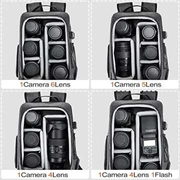 Golkcurx Camera Bag for DSLR/SLR Cameras，Camera Backpack Waterproof for Photographers Dark Grey S