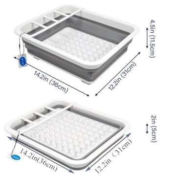 Casaphoria Collapsible Small Dryer Rack Over The Sink for Counter Plate Rack,Plastic Portable Dinner...