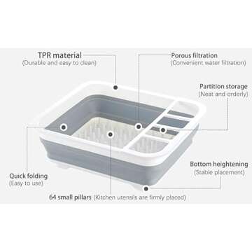 Casaphoria Collapsible Small Dryer Rack Over The Sink for Counter Plate Rack,Plastic Portable Dinnerware Organizer-Space Saving Storage Tray
