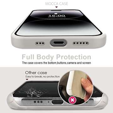 MOCCA Compatible with iPhone 14 Pro Max Case with Ring Kickstand | Liquid Silicone | Microfiber Linner |Anti-Scratch Full-Body Shockproof Protective Cases for iPhone 14 Pro Max 6.7inch - Stone