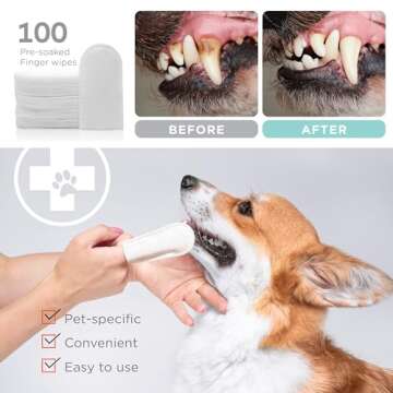 ARCA PET Dental Finger Wipes for Dogs - 100 Wipes - Vet Formulated Dog Dental Teeth Cleaning Wipes f...