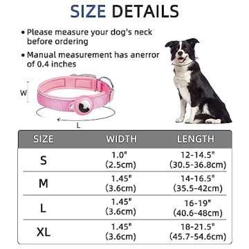 Reflective AirTag Dog Collar, FEEYAR Padded Apple Air Tag Dog Collar, Heavy Duty Dog Collar with Air...