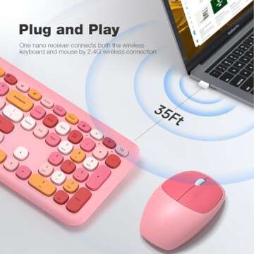 KNOWSQT Pale Pink Wireless Keyboard and Mouse Combo for Versatile Use