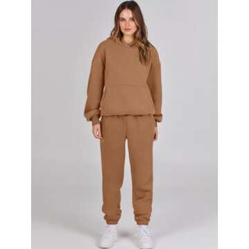 ANRABESS Womens 2 Piece Outfits Lounge Hoodie Oversized Sweatshirt Jogger Sweatpants Y2K Tracksuit Sweatsuit Set Fall Clothes Coffee X-Large