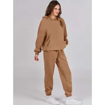 ANRABESS Womens 2 Piece Outfits Lounge Hoodie Oversized Sweatshirt Jogger Sweatpants Y2K Tracksuit Sweatsuit Set Fall Clothes Coffee X-Large