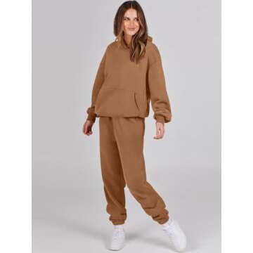 ANRABESS Womens 2 Piece Outfits Lounge Hoodie Oversized Sweatshirt Jogger Sweatpants Y2K Tracksuit Sweatsuit Set Fall Clothes Coffee X-Large