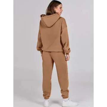 ANRABESS Womens 2 Piece Outfits Lounge Hoodie Oversized Sweatshirt Jogger Sweatpants Y2K Tracksuit Sweatsuit Set Fall Clothes Coffee X-Large