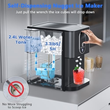 Nugget Ice Maker Countertop, Fast Chewable Ice Machine