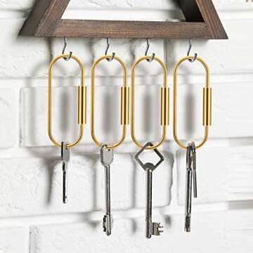 WILLBOND 6 Pieces Brass Key Ring Gold Screw Lock Clip Key Ring Chain Durable Simple Brass Keychain Holder