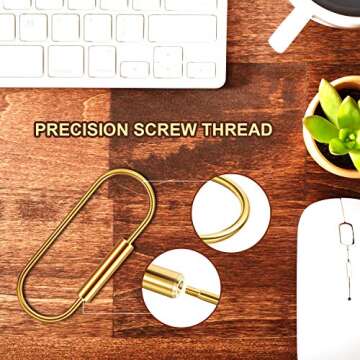 WILLBOND 6 Pieces Brass Key Ring Gold Screw Lock Clip Key Ring Chain Durable Simple Brass Keychain Holder