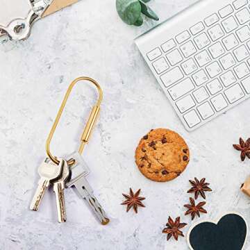 WILLBOND 6 Pieces Brass Key Ring Gold Screw Lock Clip Key Ring Chain Durable Simple Brass Keychain Holder