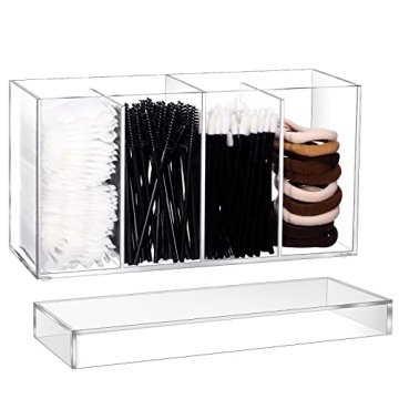 Yulejo 4 Compartment Acrylic Makeup Organizer for Beauty & Office Storage