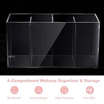 Yulejo 4 Compartment Acrylic Makeup Organizer with Lid
